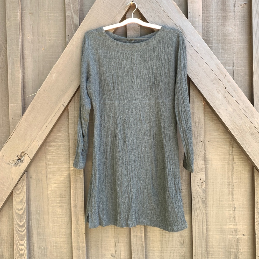 The Territory Ahead Wool Blend Tunic Dress Womens LG Gray Textured Long Sleeve